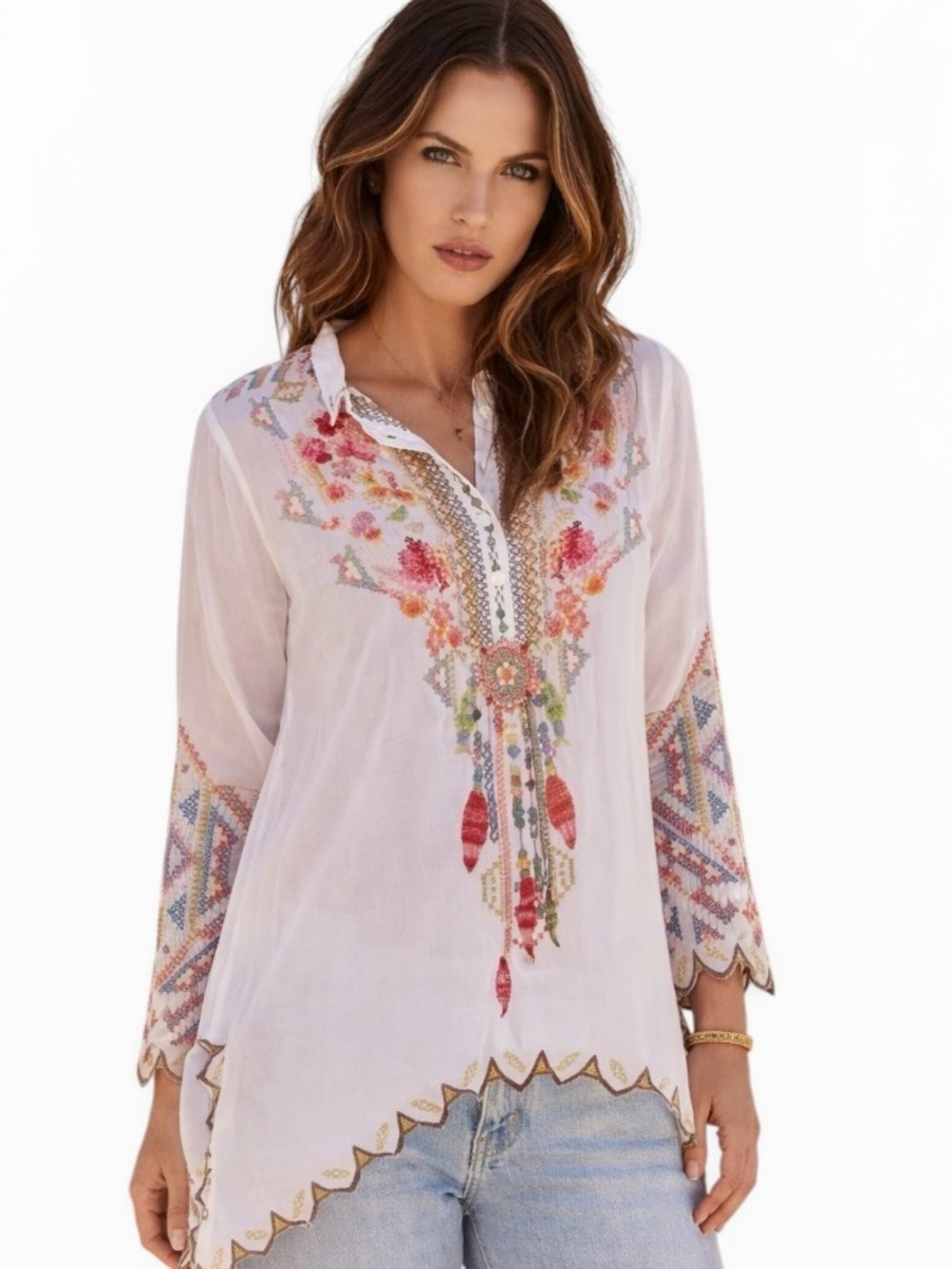Johnny Was heavily embroidered Festival tunic NWT